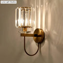 GobekUsa Postmodern Gold Cylindrical Crystal Wall Sconce with Curved Arm