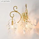 GobekUsa Postmodern Gold Curve Arm Sconce Light Fixture with Crystal Drip - 2 Light Wall-Mount
