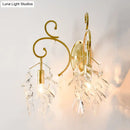 GobekUsa Postmodern Gold Curve Arm Sconce Light Fixture with Crystal Drip - 2 Light Wall-Mount
