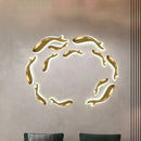 GobekUsa Postmodern LED Brass Fish Flush Wall Sconce, 10"/12" Wide