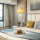 GobekUsa Postmodern Faceted Crystal Gold Sconce Light - Half-Cylinder Wall Mount for Bedroom