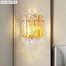 GobekUsa Postmodern Faceted Crystal Gold Sconce Light - Half-Cylinder Wall Mount for Bedroom