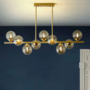 GobekUsa Postmodern Gold Finish Amber Glass Ball Island Hanging Lamp for Table Illumination