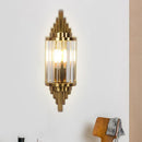GobekUsa Postmodern Gold Finish Cylinder Wall Sconce with Crystal Prisms - Ideal for Living Room