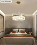GobekUsa Postmodern Geometric K9 Crystal Pendant Light in Gold for Bedroom or Island with LED