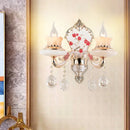 GobekUsa Opal Frosted Glass 2-Light Gold Wall Mounted Lamp - Curved Postmodern Design for Restaurants