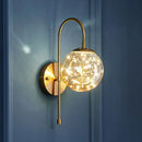 GobekUsa Postmodern Clear Glass Gold Wall Sconce with LED Starry Light Bulbs in Ball Shape
