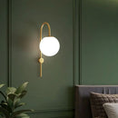 GobekUsa Gold Gooseneck Arm Wall Sconce with Cream Glass Globe - Postmodern 1-Bulb Wall Lamp