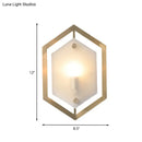 GobekUsa Hexagon Sconce Lighting: Postmodern Metallic 1-Bulb Brass Wall Lamp with Translucent Glass Shade