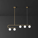 GobekUsa Postmodern Gold Linear Island Pendant Light with Ivory Ball Glass - LED Hanging Lamp
