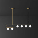 GobekUsa Postmodern Gold Linear Island Pendant Light with Ivory Ball Glass - LED Hanging Lamp