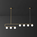 GobekUsa Postmodern Gold Linear Island Pendant Light with Ivory Ball Glass - LED Hanging Lamp
