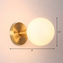 GobekUsa Postmodern Milk Glass Spherical Wall Lamp in Gold - Living Room Wall Lighting