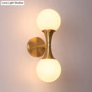 GobekUsa Postmodern Milk Glass Spherical Wall Lamp in Gold - Living Room Wall Lighting