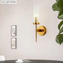 GobekUsa Postmodern Cylindrical Wall Mount Light in Gold with Clear Ribbed Glass - Perfect for Stairway Lighting
