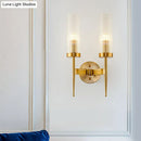 GobekUsa Postmodern Cylindrical Wall Mount Light in Gold with Clear Ribbed Glass - Perfect for Stairway Lighting
