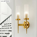 GobekUsa Postmodern Cylindrical Wall Mount Light in Gold with Clear Ribbed Glass - Perfect for Stairway Lighting