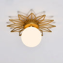 GobekUsa Gold Flushmount Bedroom Ceiling Light with Postmodern Single-Bulb & Cream Glass Shade