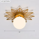 GobekUsa Gold Flushmount Bedroom Ceiling Light with Postmodern Single-Bulb & Cream Glass Shade