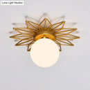 GobekUsa Gold Flushmount Bedroom Ceiling Light with Postmodern Single-Bulb & Cream Glass Shade