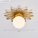 GobekUsa Gold Flushmount Bedroom Ceiling Light with Postmodern Single-Bulb & Cream Glass Shade