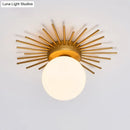 GobekUsa Gold Flushmount Bedroom Ceiling Light with Postmodern Single-Bulb & Cream Glass Shade