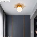 GobekUsa Gold Flushmount Bedroom Ceiling Light with Postmodern Single-Bulb & Cream Glass Shade