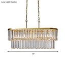 GobekUsa Oval Island Ceiling Light with Postmodern Design - 4 Clear Crystal Rod Suspension Heads