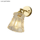 GobekUsa Postmodern Gold Wall Light with Clear Ribbed Glass - Conical Design, Rotating Feature, 1 Light Kit