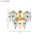GobekUsa Postmodern 2-Light Wall Sconce with Clear Crystal and Green/Gold Gem Accent