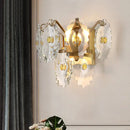 GobekUsa Postmodern 2-Light Wall Sconce with Clear Crystal and Green/Gold Gem Accent
