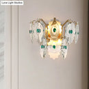 GobekUsa Postmodern 2-Light Wall Sconce with Clear Crystal and Green/Gold Gem Accent