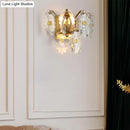 GobekUsa Postmodern 2-Light Wall Sconce with Clear Crystal and Green/Gold Gem Accent