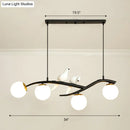 GobekUsa Postmodern Island Lamp Tree Branch Hanging Light with Glass Shades and Bird Deco – 4-Bulb Design