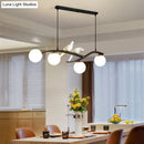 GobekUsa Postmodern Island Lamp Tree Branch Hanging Light with Glass Shades and Bird Deco – 4-Bulb Design