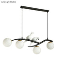 GobekUsa Postmodern Island Lamp Tree Branch Hanging Light with Glass Shades and Bird Deco – 4-Bulb Design