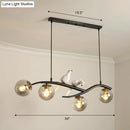 GobekUsa Postmodern Island Lamp Tree Branch Hanging Light with Glass Shades and Bird Deco – 4-Bulb Design