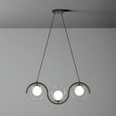 GobekUsa Postmodern Island Light Fixture: Wavy Metallic Hanging Lamp with Glass Shade