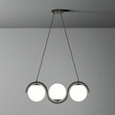 GobekUsa Postmodern Island Light Fixture: Wavy Metallic Hanging Lamp with Glass Shade