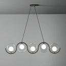 GobekUsa Postmodern Island Light Fixture: Wavy Metallic Hanging Lamp with Glass Shade