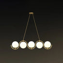 GobekUsa Postmodern Island Light Fixture: Wavy Metallic Hanging Lamp with Glass Shade