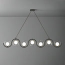 GobekUsa Postmodern Island Light Fixture: Wavy Metallic Hanging Lamp with Glass Shade