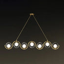 GobekUsa Postmodern Island Light Fixture: Wavy Metallic Hanging Lamp with Glass Shade