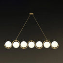 GobekUsa Postmodern Island Light Fixture: Wavy Metallic Hanging Lamp with Glass Shade