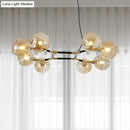 GobekUsa Postmodern Island Lighting: Amber Ball Pendant Lamp with Adjustable Cord - 8 Lights Glass