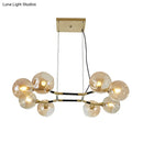 GobekUsa Postmodern Island Lighting: Amber Ball Pendant Lamp with Adjustable Cord - 8 Lights Glass