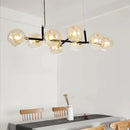GobekUsa Postmodern Island Lighting: Amber Ball Pendant Lamp with Adjustable Cord - 8 Lights Glass