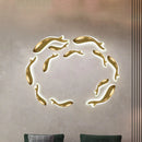 GobekUsa Postmodern LED Brass Fish Flush Wall Sconce, 10"/12" Wide