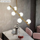 GobekUsa Postmodern Linear Island Lamp - Glass Pendant Light in Brass for Dining Room