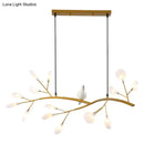 GobekUsa Postmodern Metal Island Light with Bird and 15-Head Hanging Lamp for Restaurants